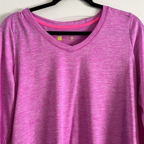 Pinky Purple marl Workout long sleeved shirt Large V-Neck - Picture 3 of 12